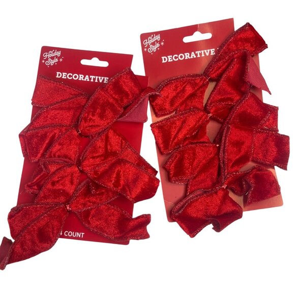 Holiday Style Decorative Bows & Mesh Set New Christmas - Picture 4 of 6